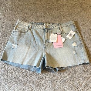 Avec Les Filles Deconstructed Denim Shorts